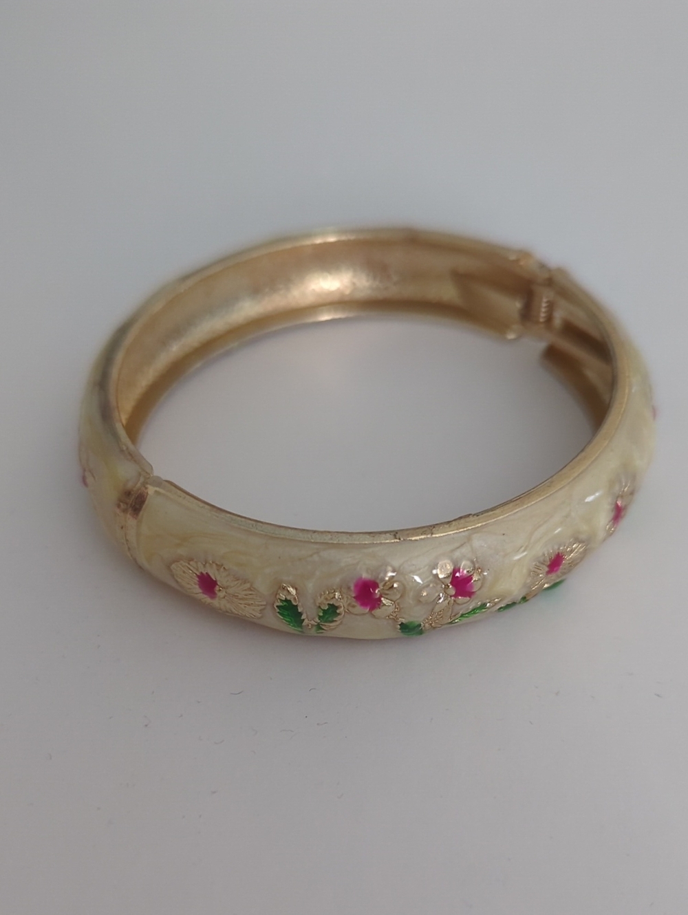 Floral Hinged Bangle Bracelet